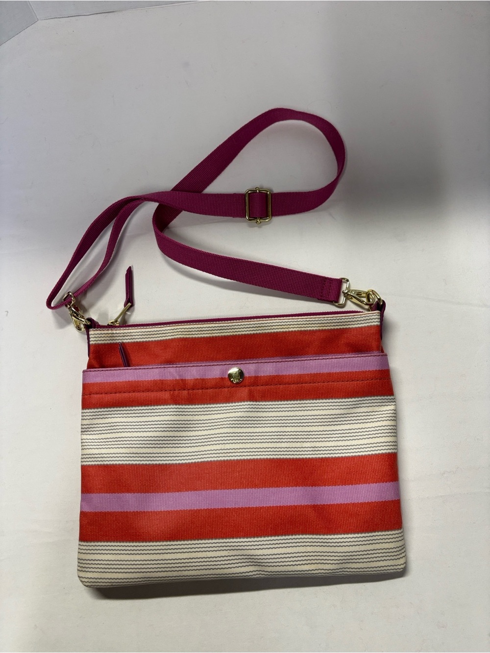 Vintage Fossil Striped Crossbody in Orange and Pink